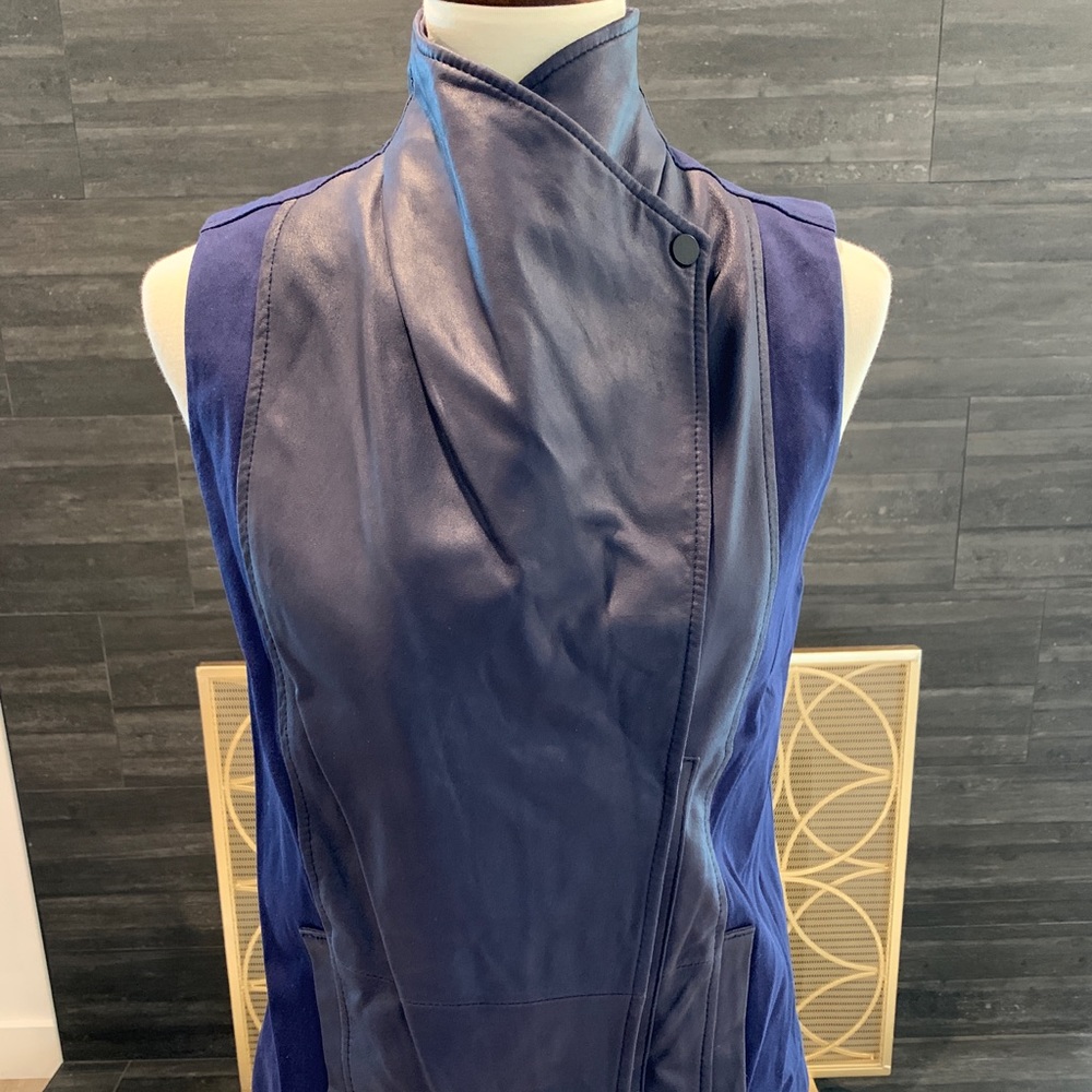 Vince Leather-Accented Zip-Up Vest